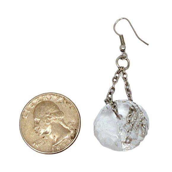 VTG Long Crystal Dangle Earrings 2" Silver Runway Spinner Bold - Picture 8 of 9